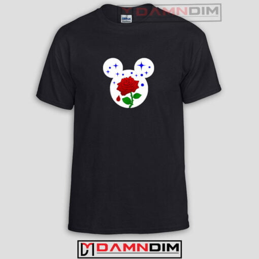 Rose Inside Mickey Mouse Head Funny Graphic Tees